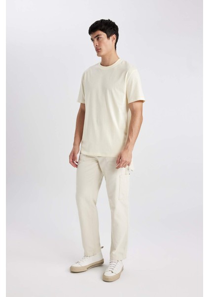 New Regular Fit Bisiklet Yaka Basic Düz %100 Pamuk Kısa Kollu Tişört V7699AZ24SP
