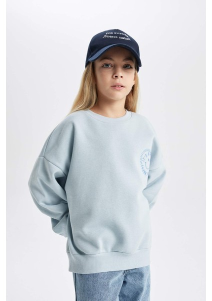 Kız Çocuk Relax Fit Bisiklet Yaka Sweatshirt B8238A823WN