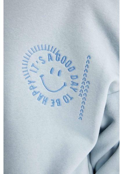 Kız Çocuk Relax Fit Bisiklet Yaka Sweatshirt B8238A823WN