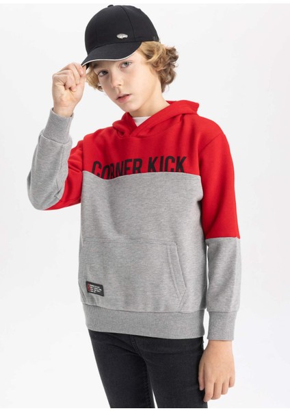 Erkek Çocuk Kapüşonlu Baskılı Kalın Sweatshirt B5949A823WN fırsatları