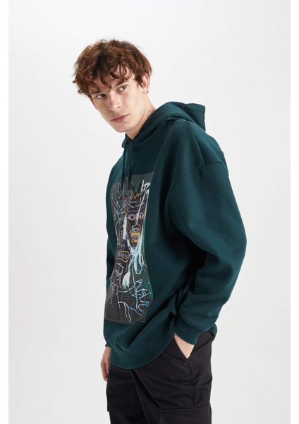 Jean Michel Basquiat Oversize Geniş Kalıp Kapüşonlu Sweatshirt A9486AX23AU modelleri
