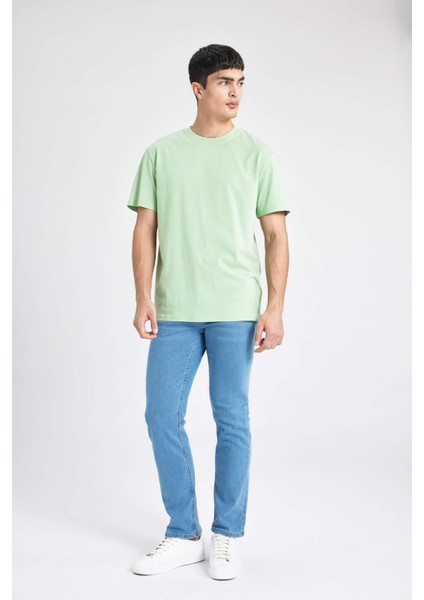 New Regular Fit Bisiklet Yaka Basic Düz %100 Pamuk Kısa Kollu Tişört V7699AZ24SP