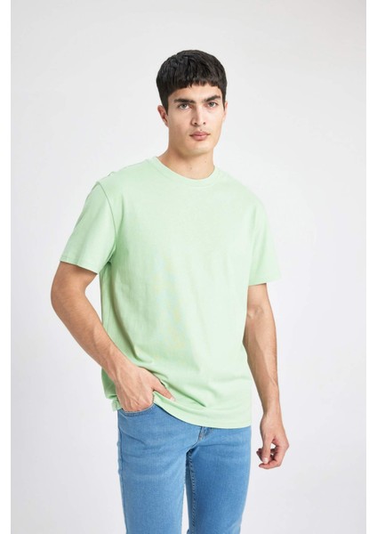 New Regular Fit Bisiklet Yaka Basic Düz %100 Pamuk Kısa Kollu Tişört V7699AZ24SP
