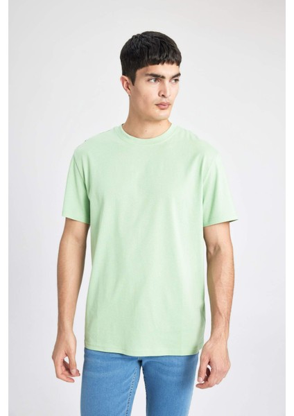 New Regular Fit Bisiklet Yaka Basic Düz %100 Pamuk Kısa Kollu Tişört V7699AZ24SP