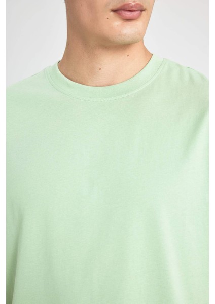New Regular Fit Bisiklet Yaka Basic Düz %100 Pamuk Kısa Kollu Tişört V7699AZ24SP