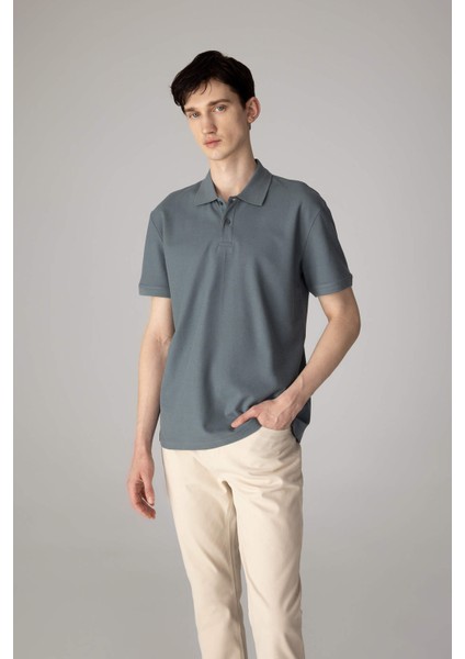 Regular Fit Kısa Kollu Basic Düz Pike Kumaş Polo Tişört C1293AX24SP