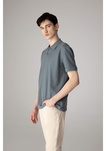 Regular Fit Kısa Kollu Basic Düz Pike Kumaş Polo Tişört C1293AX24SP