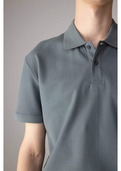 Regular Fit Kısa Kollu Basic Düz Pike Kumaş Polo Tişört C1293AX24SP