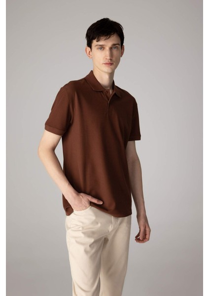 Regular Fit Kısa Kollu Basic Düz Pike Kumaş Polo Tişört C1293AX24SP