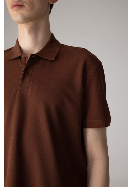 Regular Fit Kısa Kollu Basic Düz Pike Kumaş Polo Tişört C1293AX24SP
