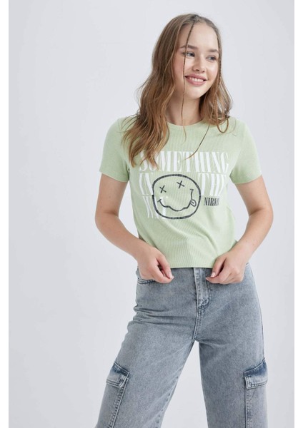 Coool Nirvana Fitted Kısa Kollu Yıkamalı Soluk Efektli Tişört B1909AX23HS