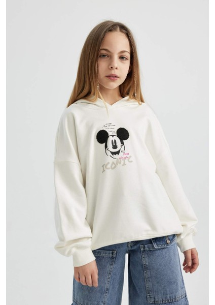 Kız Çocuk Disney Mickey & Minnie Relax Fit Kapüşonlu Sweatshirt B9871A824SP