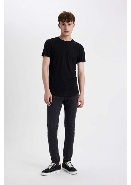 Long Muscle Fit Bisiklet Yaka Basic Düz Kısa Kollu Tişört N2104AZ23AU fiyatları