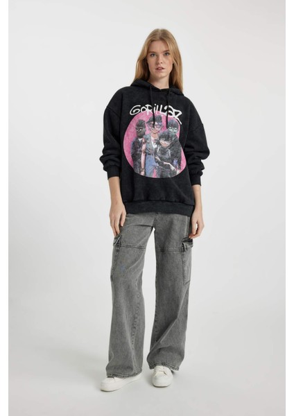 Coool One Piece Oversize Geniş Kalıp Kapüşonlu Soluk Yıkama Efektli Kalın Sweatshirt B2551AX23WN fiyatları