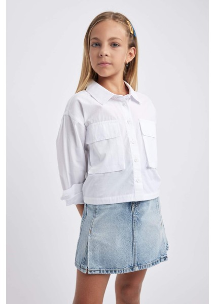 Kız Çocuk Crop Poplin Uzun Kollu Gömlek A8044A823AU