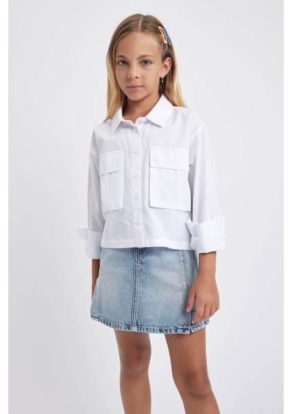 Kız Çocuk Crop Poplin Uzun Kollu Gömlek A8044A823AU