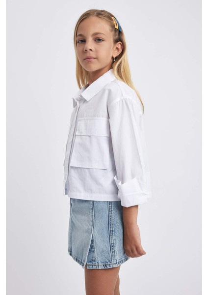 Kız Çocuk Crop Poplin Uzun Kollu Gömlek A8044A823AU
