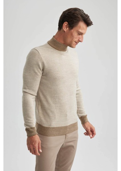 Regular Fit Renk Bloklu Balıkçı Yaka Triko Kazak R9121AZ23WN
