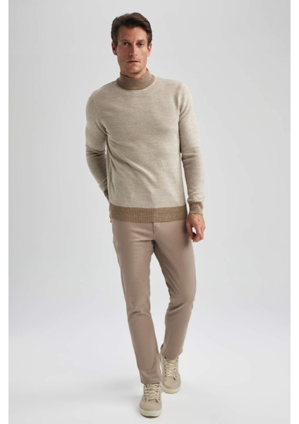 Regular Fit Renk Bloklu Balıkçı Yaka Triko Kazak R9121AZ23WN