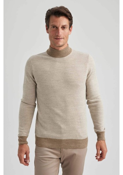 Regular Fit Renk Bloklu Balıkçı Yaka Triko Kazak R9121AZ23WN