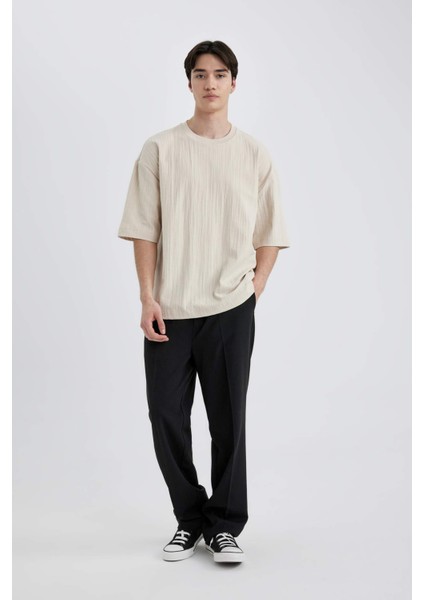 Loose Fit Bisiklet Yaka Kısa Kollu Tişört C0148AX24SM