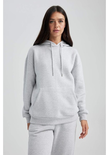 Relax Fit Kapüşonlu Kalın Sweatshirt W8071AZ23WN