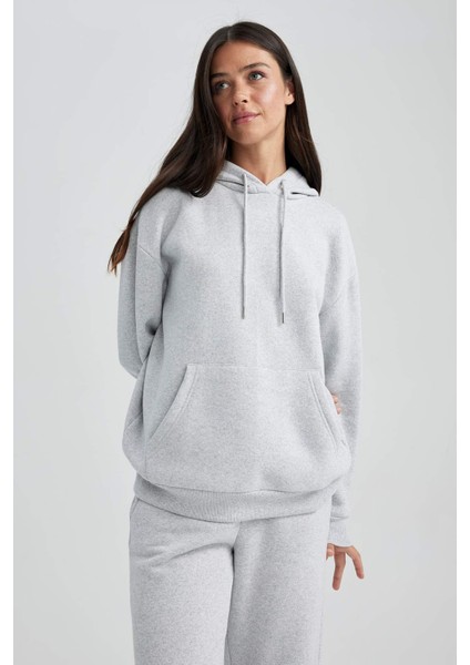 Relax Fit Kapüşonlu Kalın Sweatshirt W8071AZ23WN