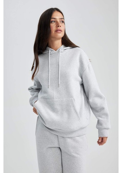 Relax Fit Kapüşonlu Kalın Sweatshirt W8071AZ23WN