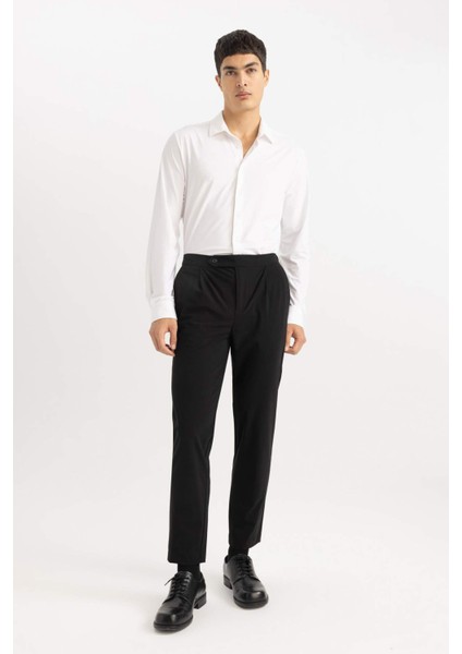 Slim Fit Dar Kesim Polo Yaka Basic Düz Uzun Kollu Gömlek B6491AX24SP