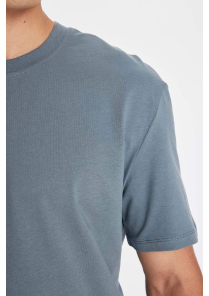 New Regular Fit Bisiklet Yaka Basic Düz %100 Pamuk Kısa Kollu Tişört V7699AZ24SP