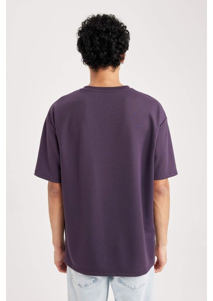 Oversize Geniş Kalıp Bisiklet Yaka Kısa Kollu Basic Düz Ağır Kumaş Tişört X3926AZ23AU fırsatları