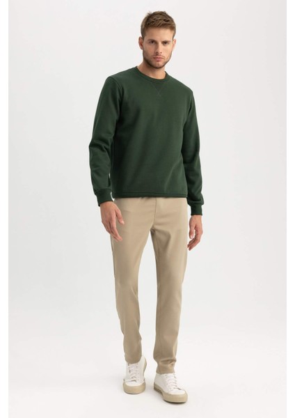 Regular Fit Bisiklet Yaka Kalın Basic Düz Sweatshirt T3777AZ23AU