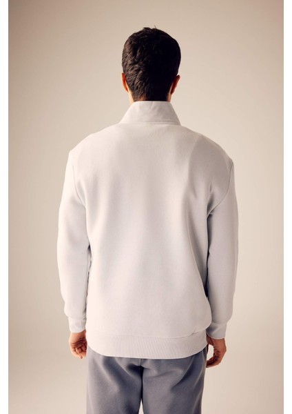 Comfort Regular Fit Rahat Kalıp Fermuarlı Dik Yaka Basic Düz Sweatshirt X7405AZ23AU