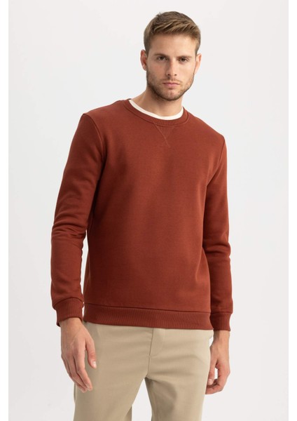 Regular Fit Bisiklet Yaka Basic Pamuklu Sweatshirt T3777AZ23AU