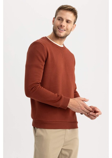 Regular Fit Bisiklet Yaka Basic Pamuklu Sweatshirt T3777AZ23AU fırsatları