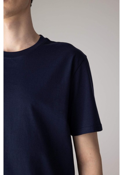 New Regular Fit Bisiklet Yaka Basic Düz %100 Pamuk Kısa Kollu Tişört V7699AZ24SP