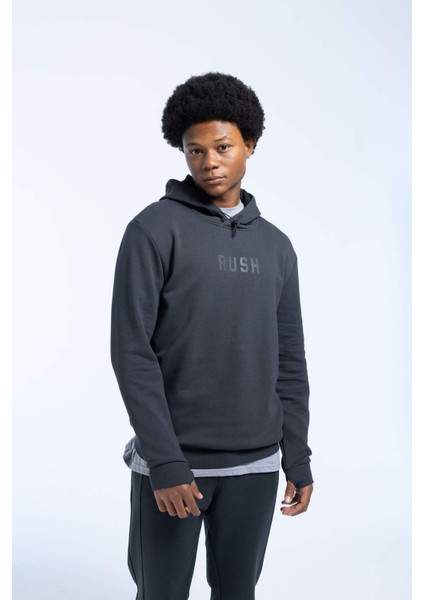 DeFactoFit Standart Fit Kapüşonlu Baskılı Kalın Sweatshirt B0723AX23AU