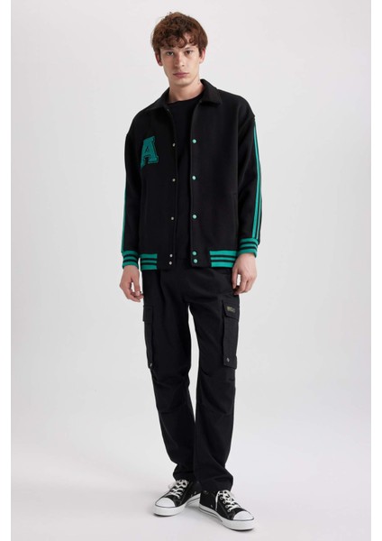 Oversize Fit Kolej Yaka Bomber İçi Yumuşak Tüylü Hırka Y3651AZ23SP