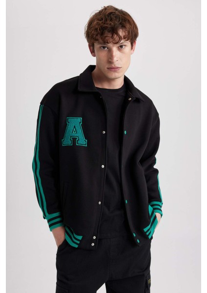 Oversize Fit Kolej Yaka Bomber İçi Yumuşak Tüylü Hırka Y3651AZ23SP