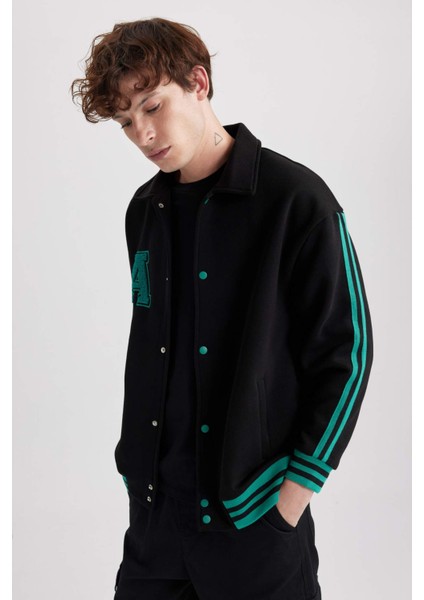 Oversize Fit Kolej Yaka Bomber İçi Yumuşak Tüylü Hırka Y3651AZ23SP