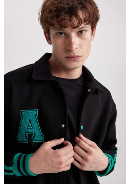 Oversize Fit Kolej Yaka Bomber İçi Yumuşak Tüylü Hırka Y3651AZ23SP