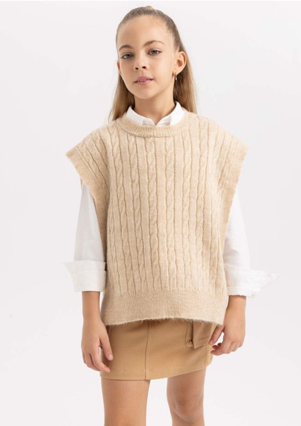 Kız Çocuk Bisiklet Yaka Triko Süveter X9524A623WN modelleri