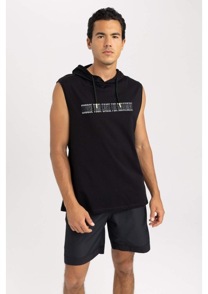 Fit Slim Fit Baskılı Kapüşonlu Atlet A1819AX23SM