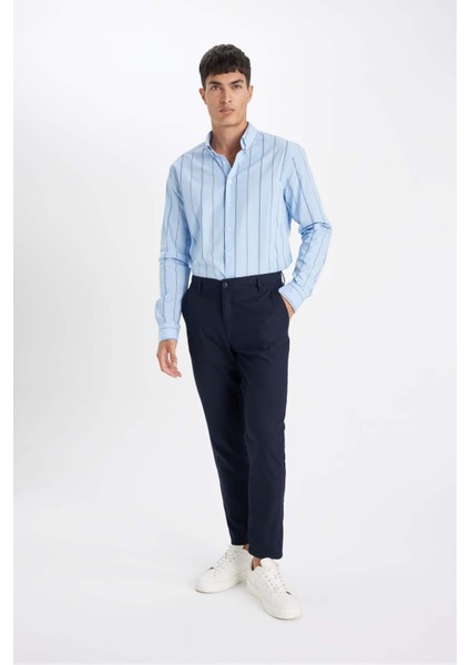 Twill Chino Pantolon Slim Fit Dar Kesim Dar Paça Basic Düz Cepli B2091AX23AU