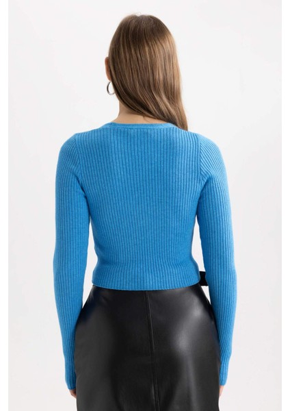 Coool Regular Fit Crop Düğmeli V Yaka Triko Hırka A2076AX23AU