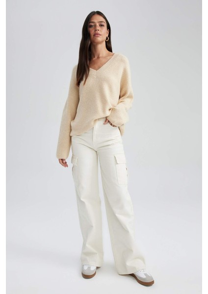 Oversize Fit V Yaka Kazak A3890AX23WN