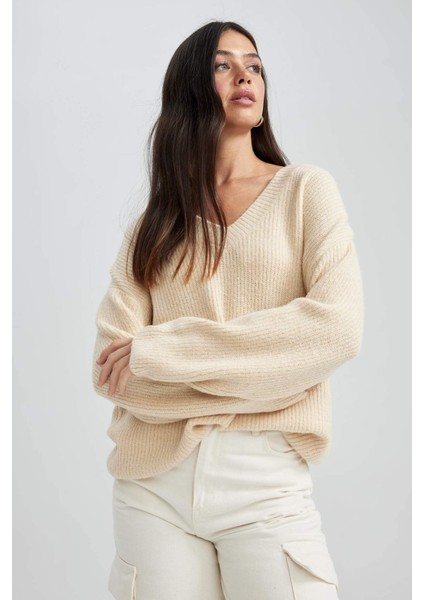 Oversize Fit V Yaka Kazak A3890AX23WN