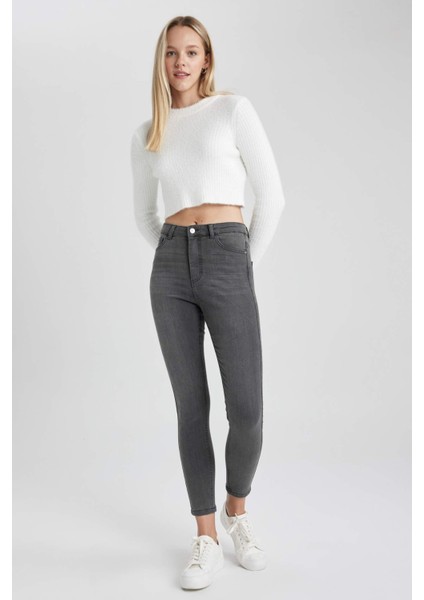 Skinny Fit Yüksek Bel Dar Paça Bilek Boy Jean Pantolon A7322AX23WN modelleri