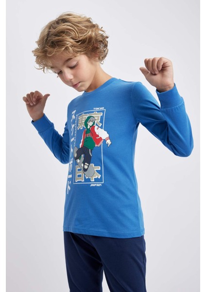 Erkek Çocuk Baskılı Uzun Kollu Pijama Takımı A6721A823AU fırsatları