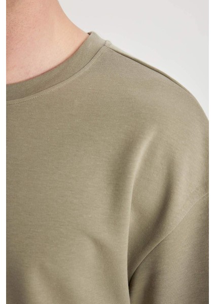 Oversize Geniş Kalıp Bisiklet Yaka Kısa Kollu Basic Düz Ağır Kumaş Tişört X3926AZ24SP indirimleri